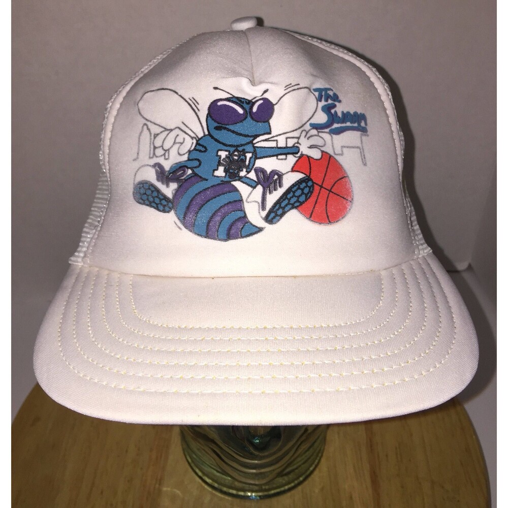 Vintage CHARLOTTE HORNETS "The Swarm" 80s 90s Trucker Hat Cap Snapback